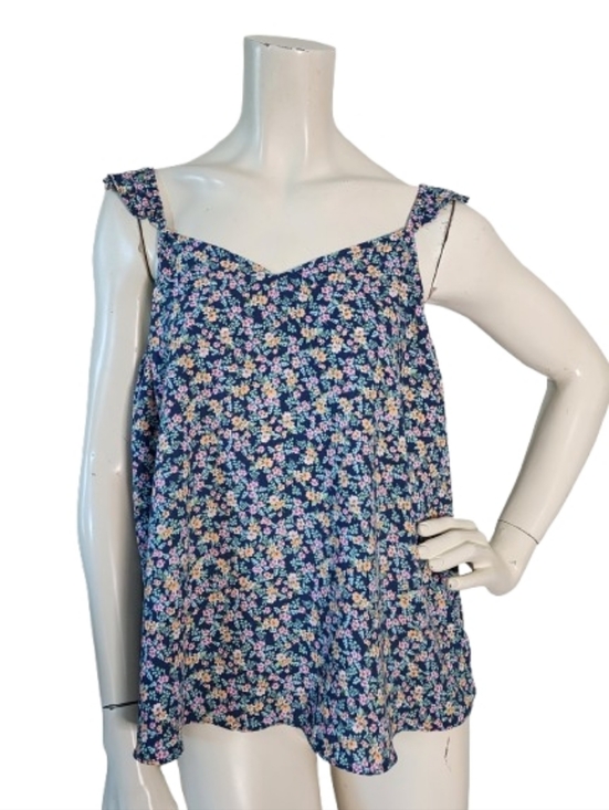 LC Lauren Conrad Tops - LC Lauren Conrad Ruffle Sleeve Tank Top Women's M Blue Ditsy Floral